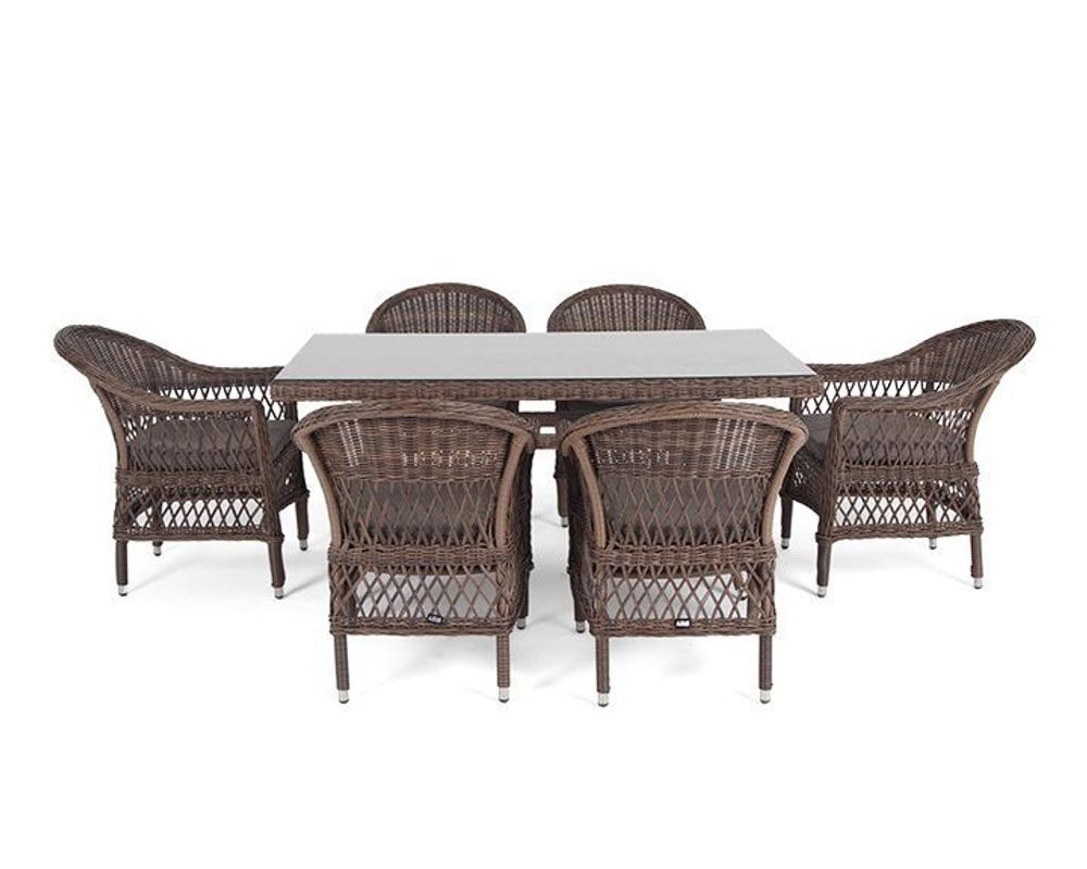 "Амароне" обеденная группа из искусственного ротанга на 6 персон, цвет коричневый