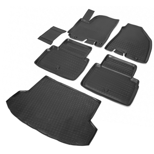 Коврики в салон и багажник автомобиля (комплект) Rival для JAC S5 (Eagle) 2013-2021, полиуретан, с крепежом, 6 частей, K19201002-1