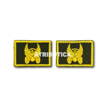 Эмблемы ( Нашивка Знак ) Петличные ( Петлица ) Автомобильные Войска Желтый Кант / Оливковые
