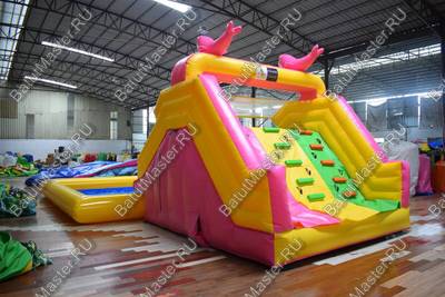 Надувная водная горка с бассейном «Карамелька», 10*6*4 м