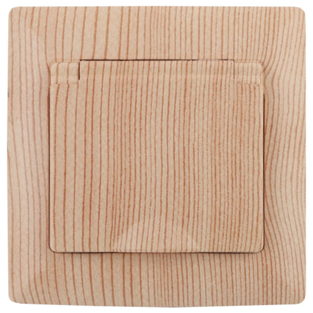 Розетка Intro Solo 4-203-11 с заземлением 2P+E Schuko с крышкой, 16А-250В, IP20, СУ, сосна