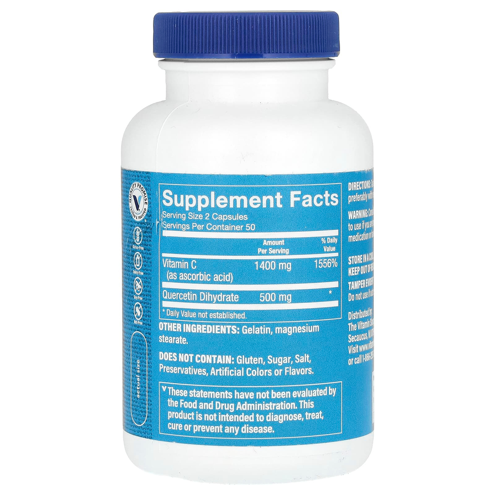 The Vitamin Shoppe, Quercetin + C, без цитрусовых, 100 капсул