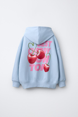 ZARA ХУДИ С ПРИНТОМ «ФРУКТЫ», ГОЛУБОЙ