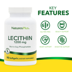 NaturesPlus, лецитин, 1200 мг, 90 капсул