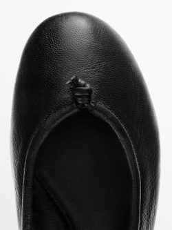 Massimo Dutti Кожаные балетки с узлом, черный
