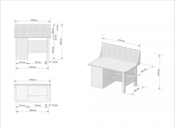 Верстак инструментальный GWT-V1400BL1 Great Wolf, 4 ящика, с экраном, 1400x700