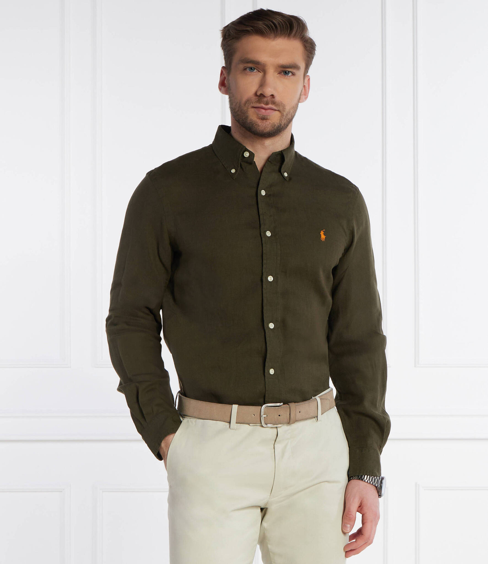 льняная рубашка POLO RALPH LAUREN - хаки(710794141)