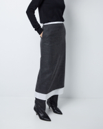 Юбка из тонкой шерсти с подъюбником из хлопка елочка серый/белый