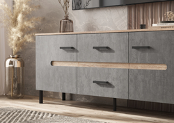 Тумба для ТВ Ким (металл), Бетон темный, Сонома