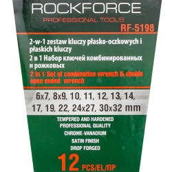 Набор ключей комбинированных и рожковых,12пр.(6х7,8х9,10,11,12,13,14,17,19,22,24х27,30х32мм),в пластиковом держателе RockForce##Rock FORCE RF-5198