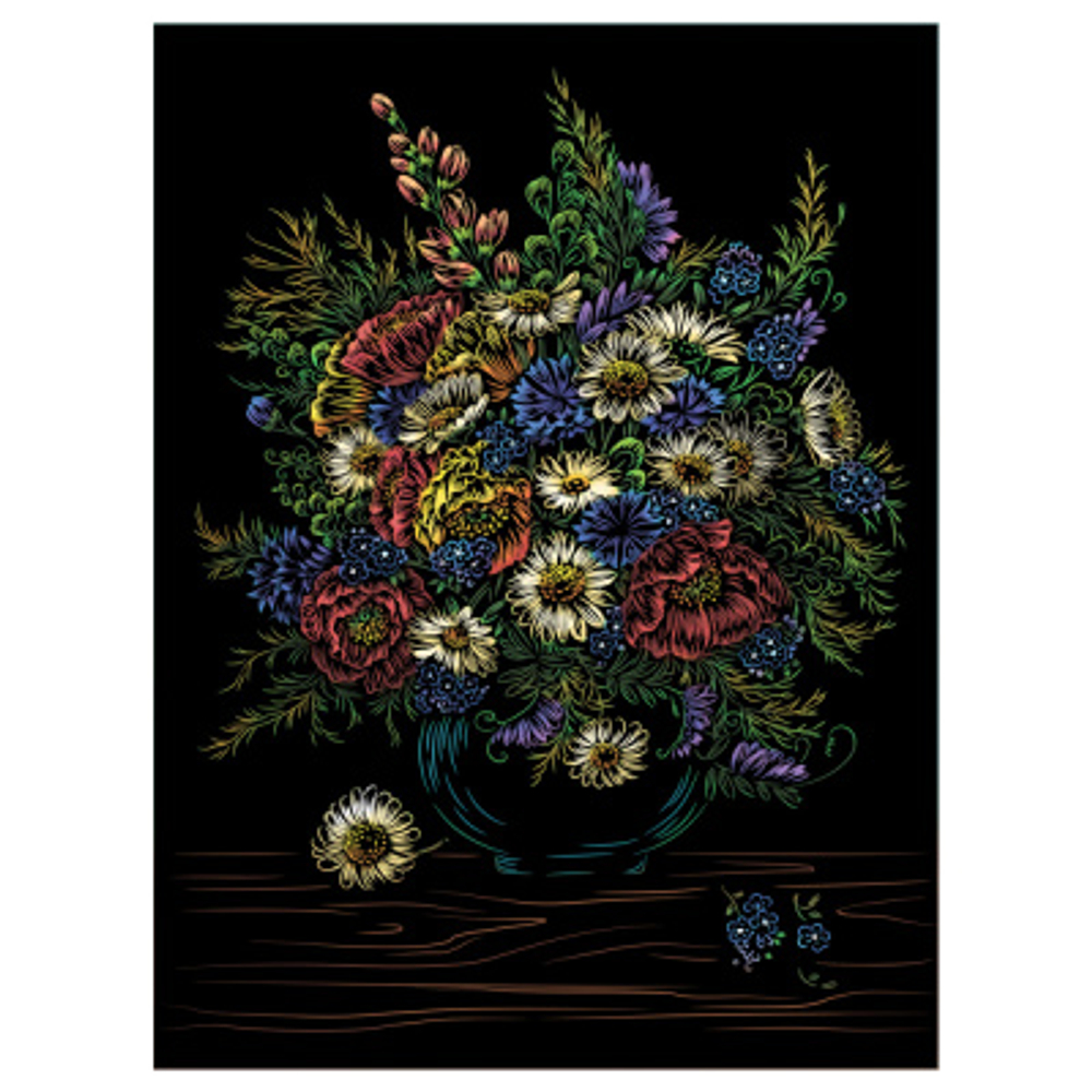 Гравюра Скретчинг "Цветы. Полевые цветы", 18*24см, Lori