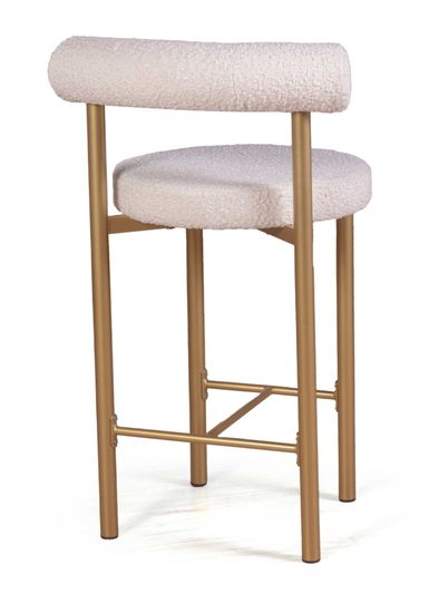 Стул полубарный BIGGI, букле белый, опоры золото