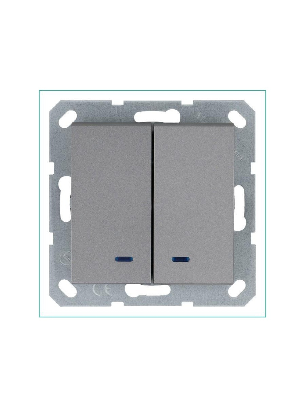 Выключатель 2-кл. 10А IP20 с подсветкой механизм алюм. Jasmart G3023NS