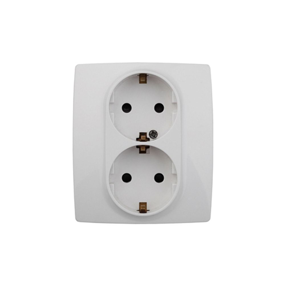 12-2104-01 ЭРА Розетка 2X2P+E Schuko со шторками, 16A-250В, IP20, Эра12, белый