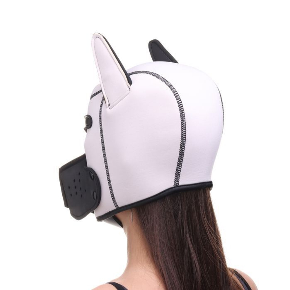 Белая неопреновая БДСМ-маска Puppy Play (Цвет: белый)