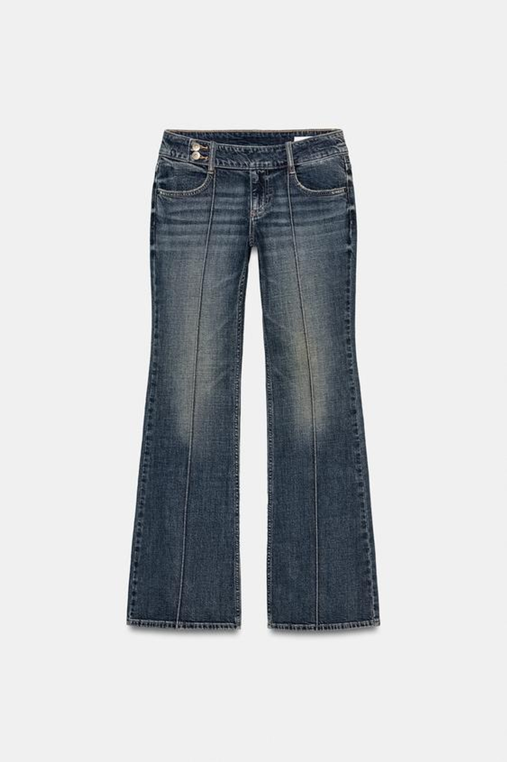ZARA ДЖИНСЫ TRF BOOTCUT С НИЗКОЙ ПОСАДКОЙ, СИНИЙ