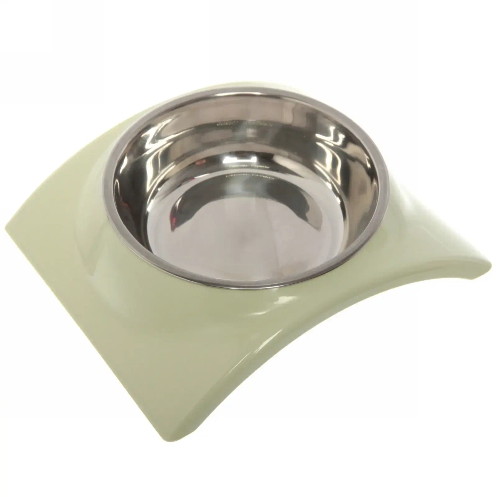 Миска металлическая «Колор-Волна» 250мл 19*16*5см на пластиковой подставке,цвет зеленый