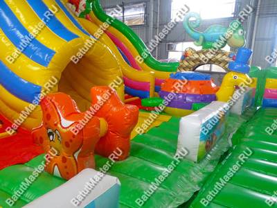 Надувной батут "Хамелеон и динозавры" 17*9*9 м, 2 модуля