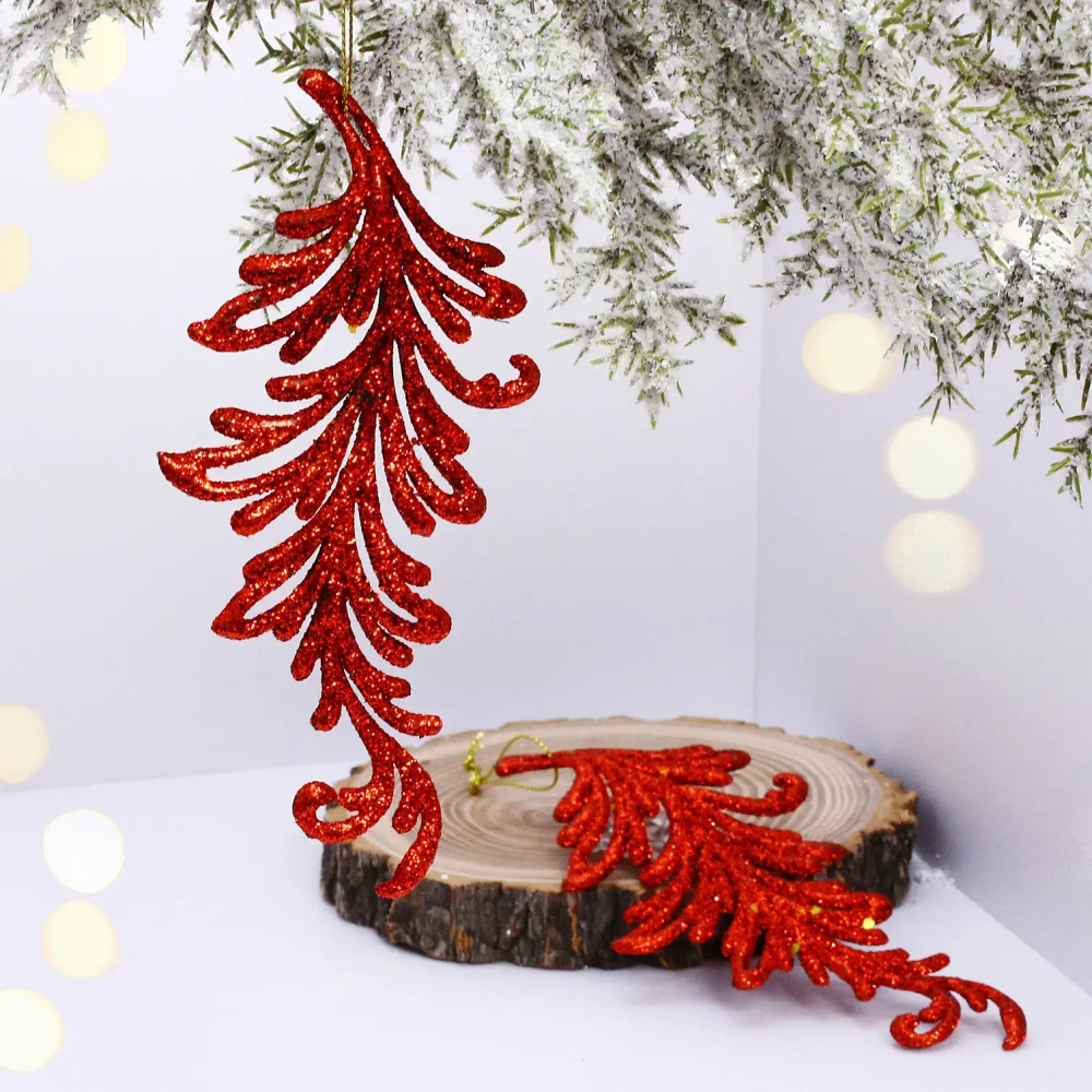 Подвеска «Волшебное перо» 10 см (набор 2 шт), красный