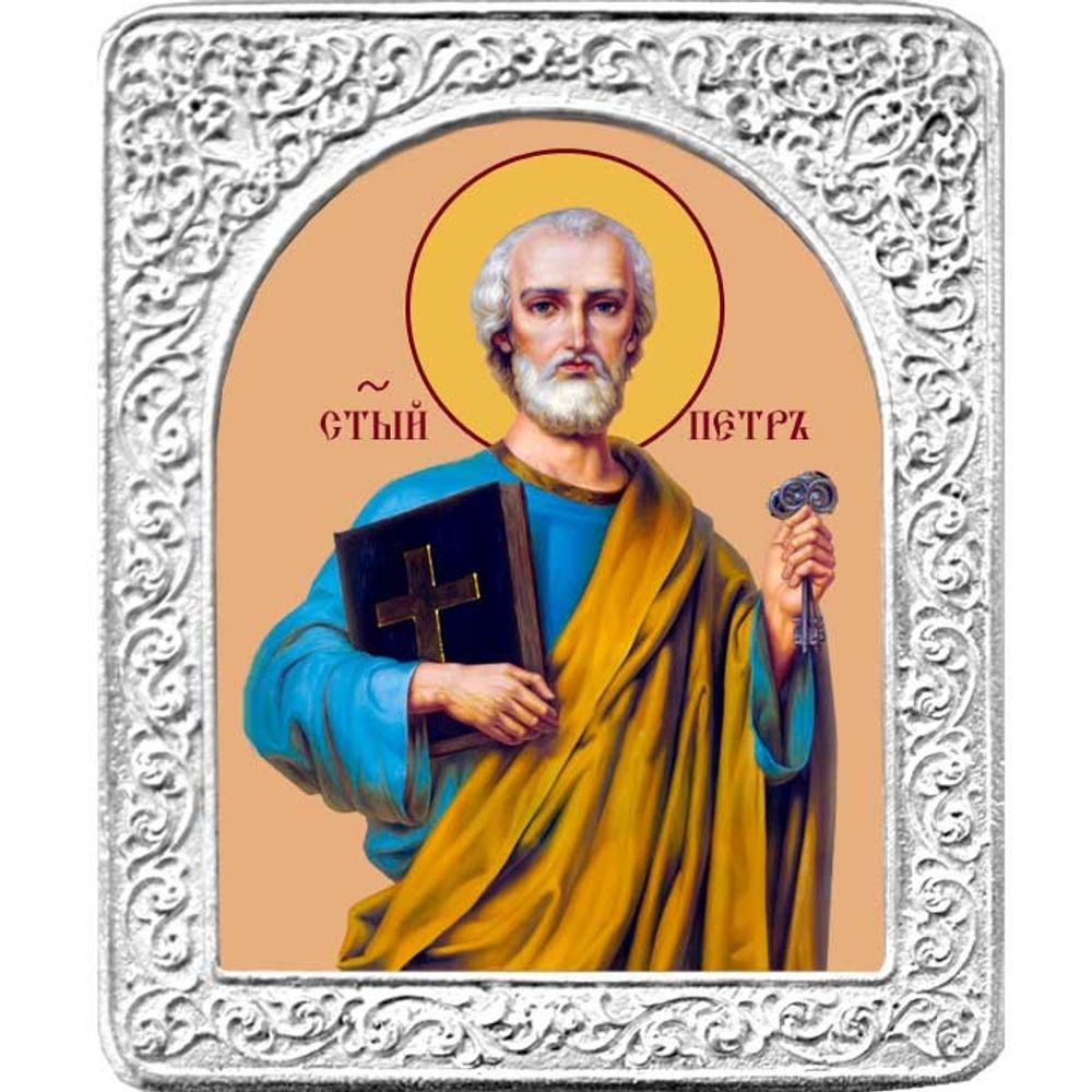 Святой Петр. Маленькая икона в серебряной раме.