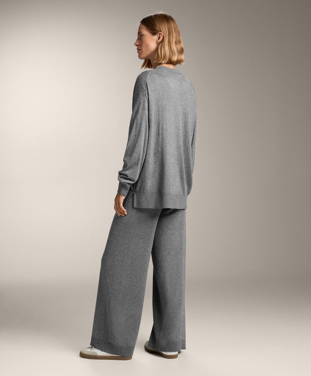 OYSHO Брюки прямого кроя с кашемиром, серый меланж