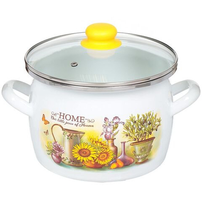 Кастрюля сталь, эмал, 5 л, с крыш, Сантэкс, Милый дом, 1-2450112, индукц