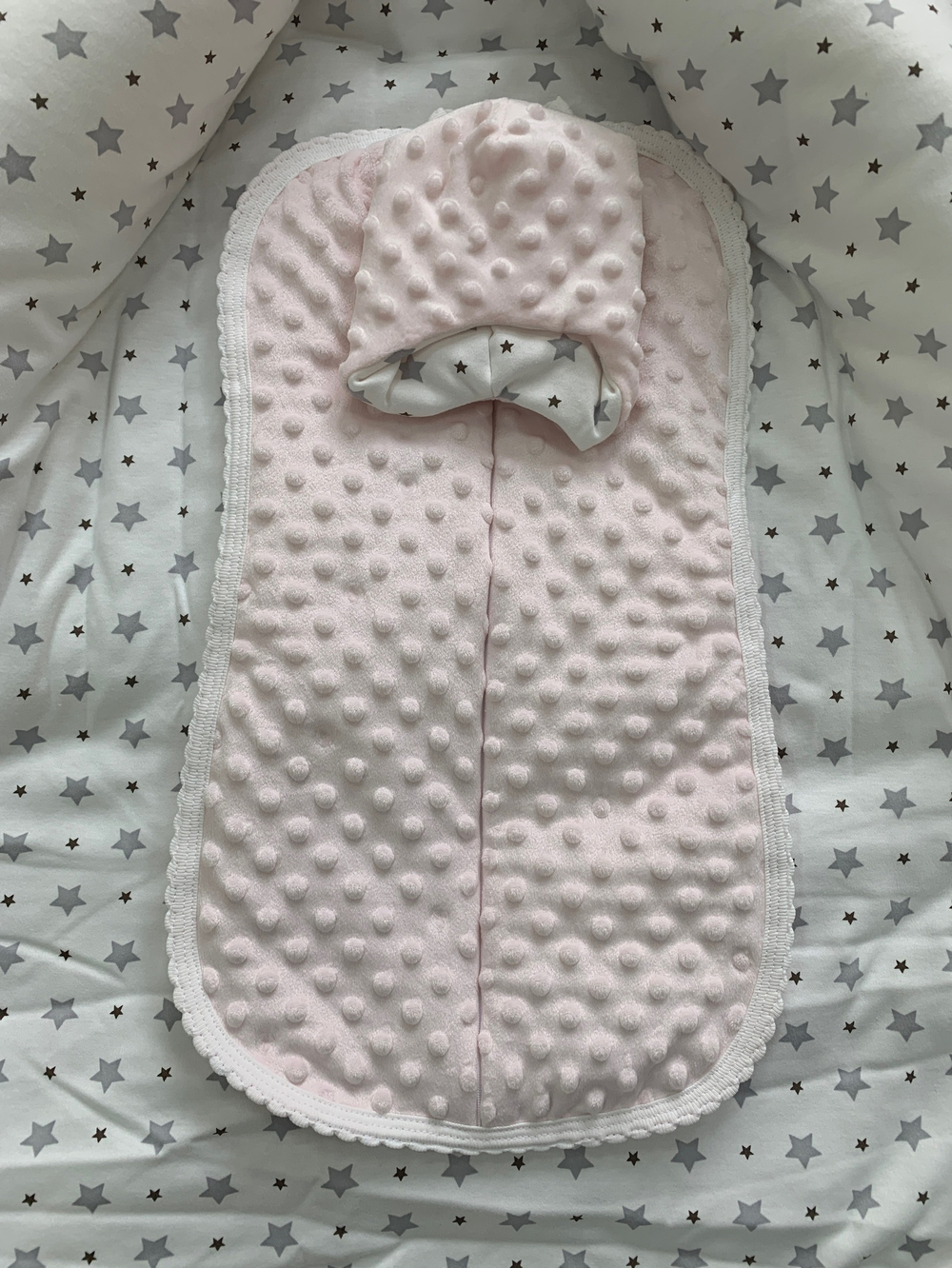 Комплект на выписку зима "Звездопад" - розовый