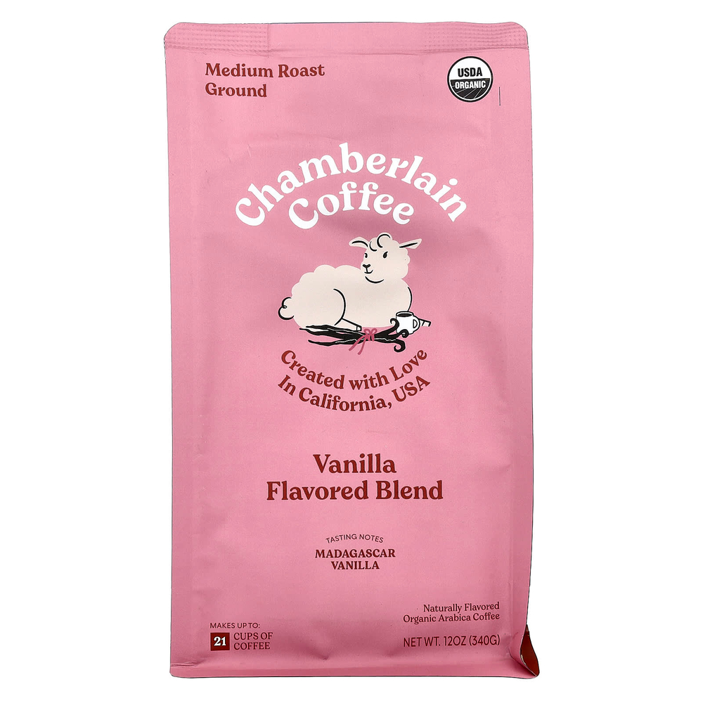 Chamberlain Coffee, органический кофе арабика, ваниль, молотый, средней обжарки, 340 г (12 унций)