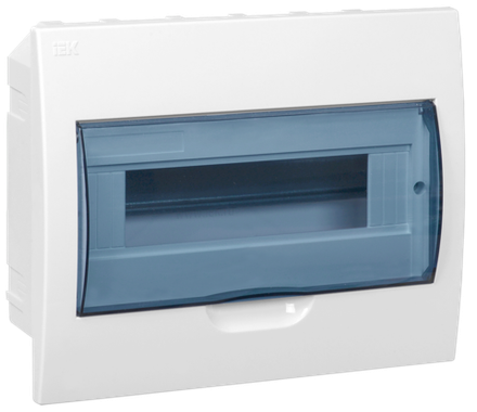IEK KREPTA Бокс ЩРВ-П-12мод встр. пласт бел (дв.прозр) IP41
