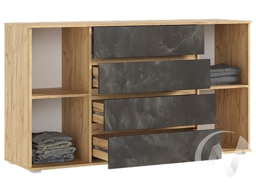 Комод 2 двери 4 ящика (1600) МС Марвэл (дуб крафт/мальта грей)