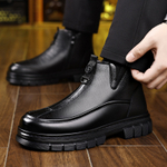 CHENGSHILUOTUO Top Grain Cow Leather Elderly Insulated Shoes Men"s