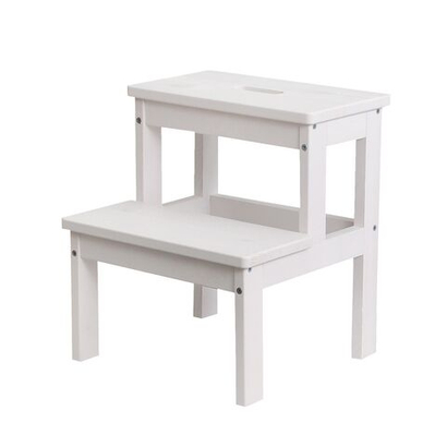 Табурет деревянный Беквэм из массива сосны, степ-стул переносной с ручкой, белый