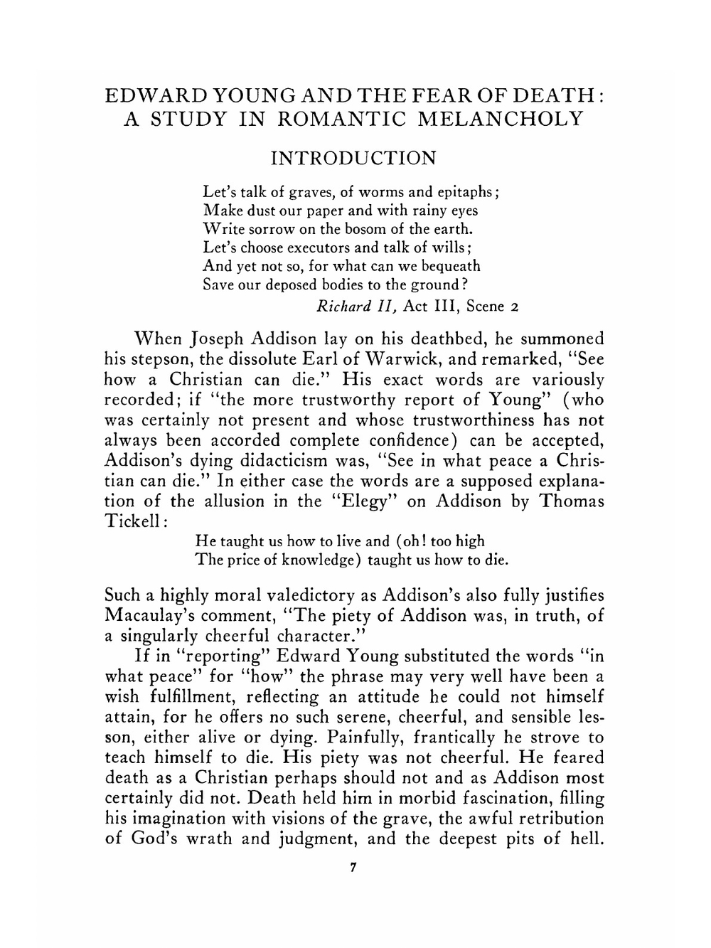 Edward Young and the fear of death | Cecil Vivian Wicker