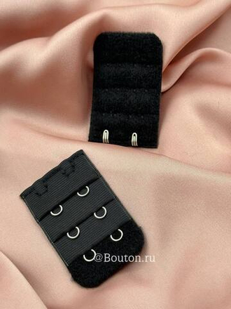 Расширитель для бюстгальтера черный 2 ряда 6 петель 2 крючка 3х5 см