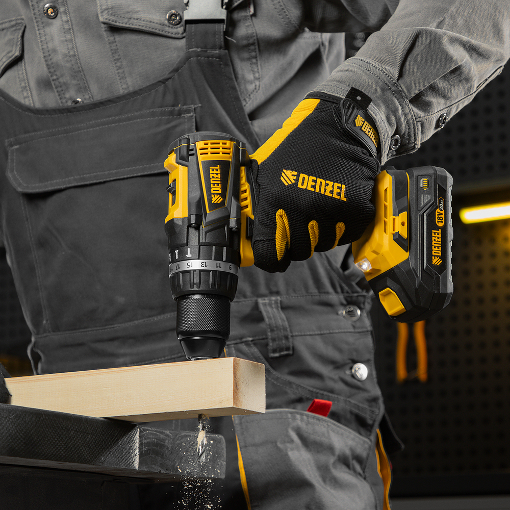 Дрель-шуруповерт аккумуляторная ударная бесщет CIDB-IB-18-02, Li-Ion, 18 В, 2 акк. Denzel