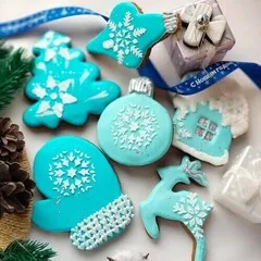 Новогодний Дом пряник голубой / 50 гр