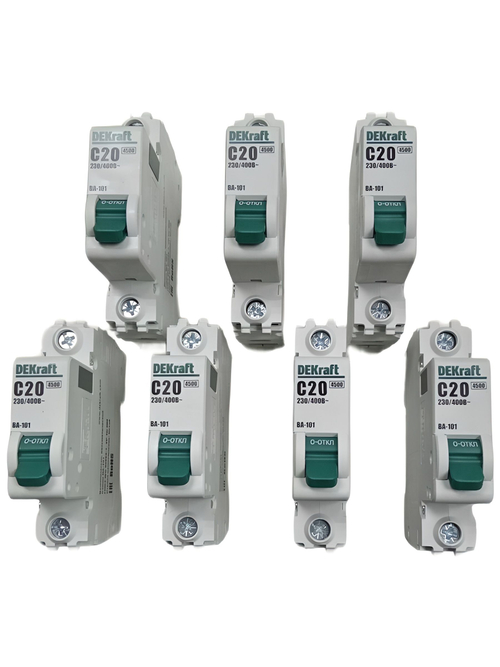 Автоматический выключатель 1-пол. 20А тип C 4,5кА серия ВА-101 DEKraft (7шт)