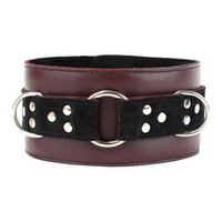 Бордовый кожаный  ошейник БДСМ Арсенал Lady's Arsenal Maroon Collar On The Strap 67030