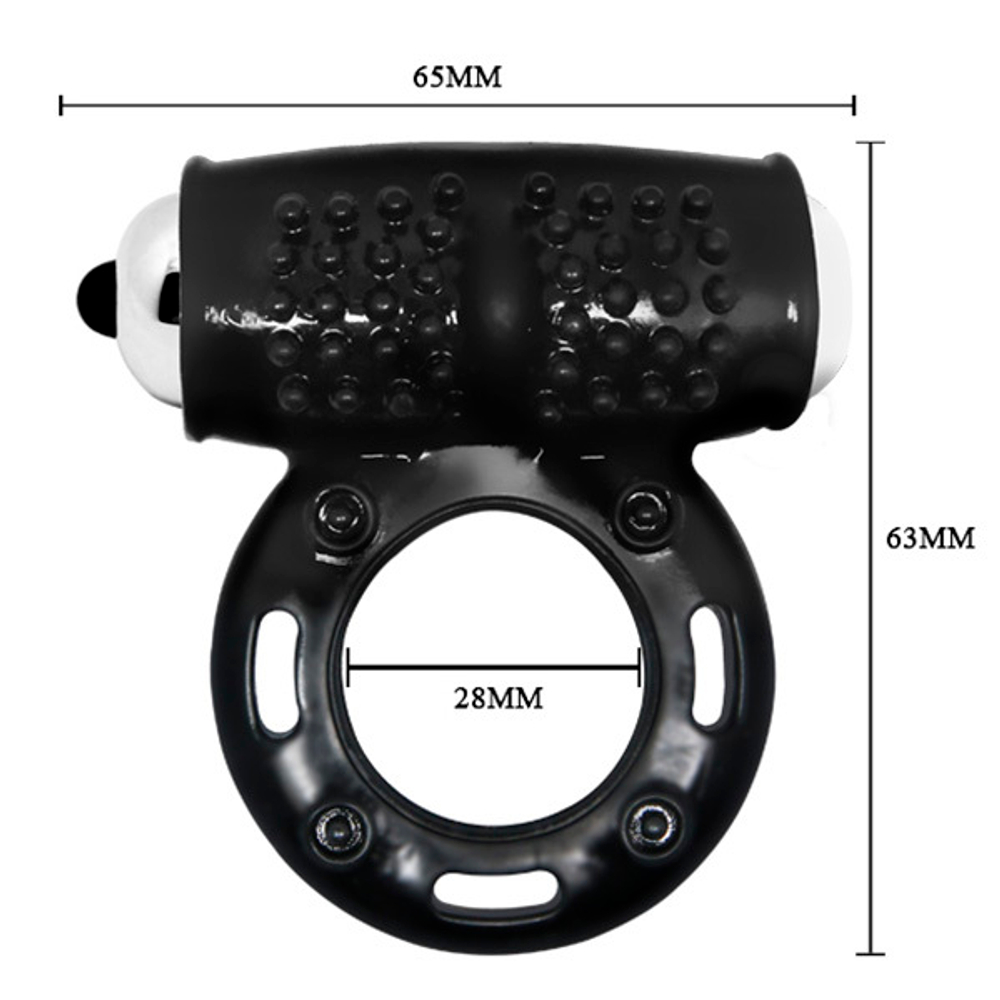 Черное эрекционное виброкольцо 3,8см Baile Power Ring BI-014355