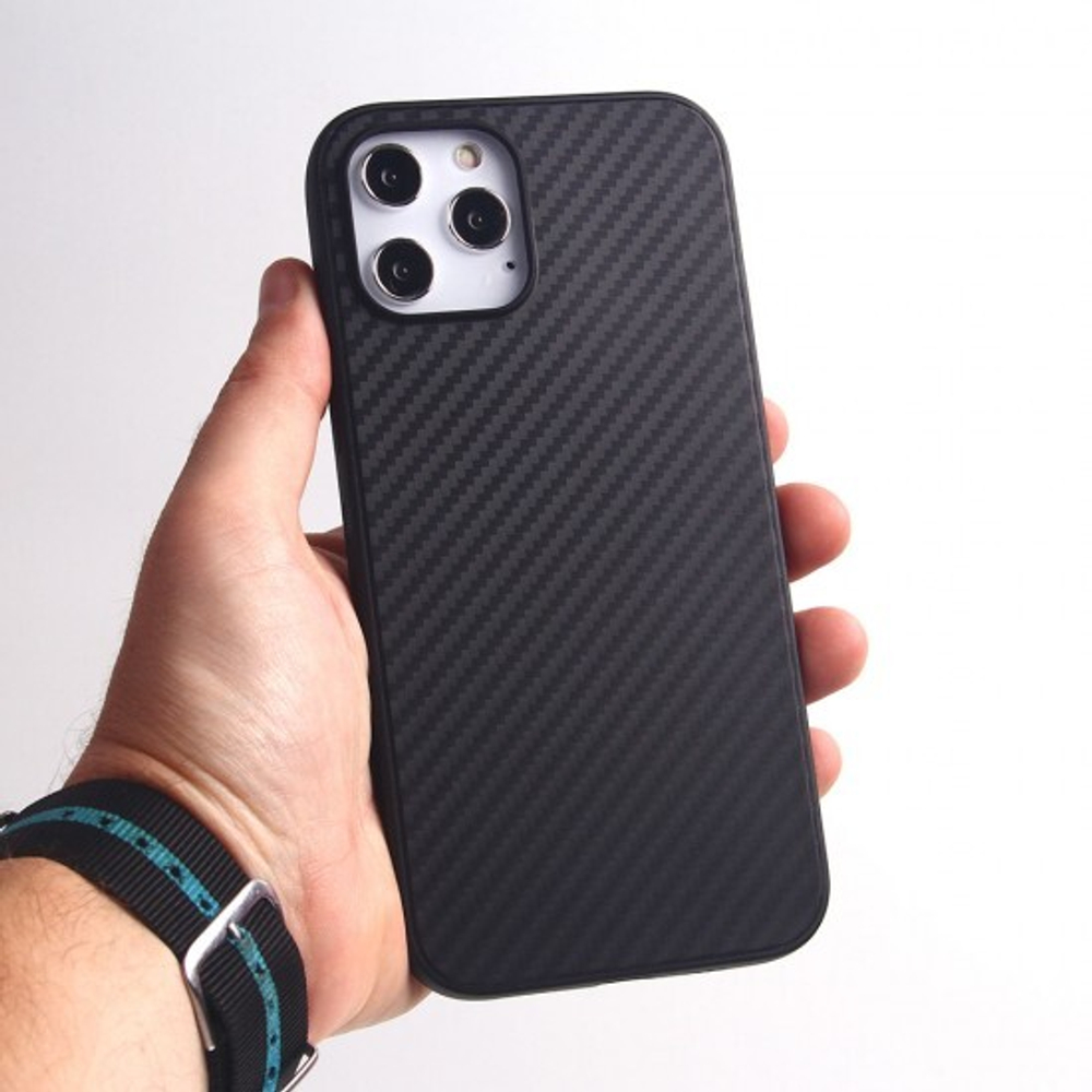 Чехол ТПУ карбон для iPhone 12 Pro Max, 011068 Черный