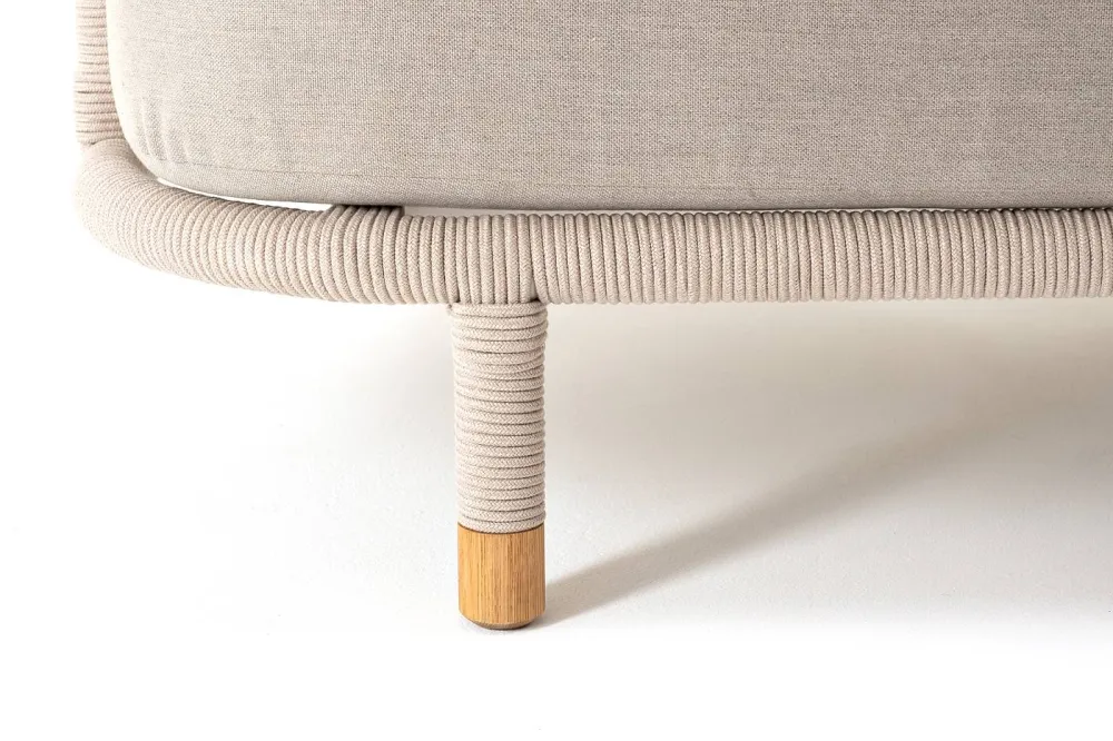 "Верона" лаунж-зона 5-местная плетеная из роупа (веревки), каркас алюминиевый белый, роуп бежевый