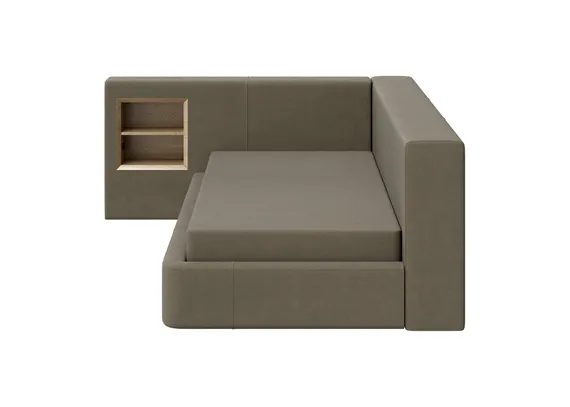 Диван-кровать Cube c нишей M (серо-зеленый FiberGuardе)