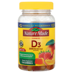 Nature Made, жевательный витамин D3, со вкусом клубники, персика и манго, 150 жевательных таблеток (25 мкг (1000 МЕ) в 1 таблетке)