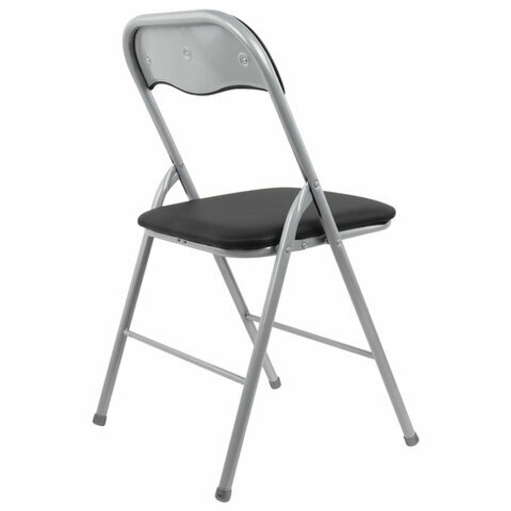 Стул складной BRABIX "Golf CF-007", серебристый каркас, кожзам чёрный, 532891
