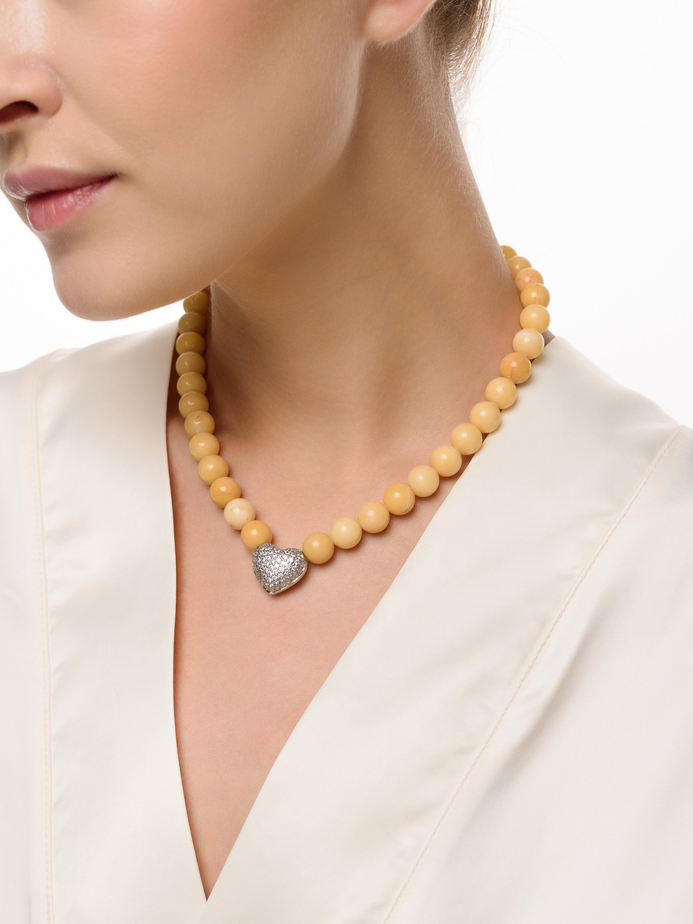 Колье "Autumn Heart Yellow" Silver