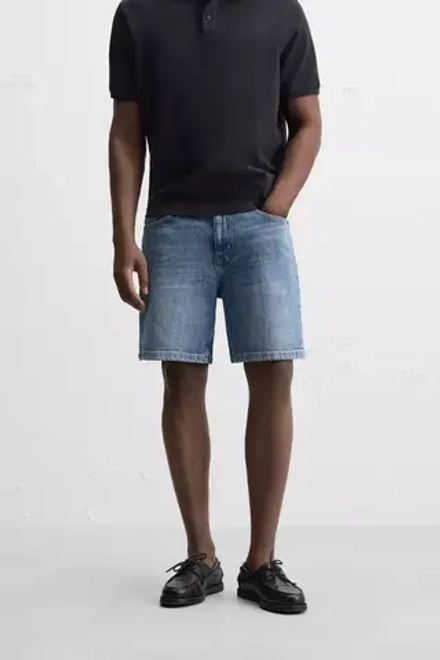 ZARA ДЖИНСОВЫЕ ШОРТЫ REGULAR FIT, ВЫЦВЕТШИЙ СИНИЙ