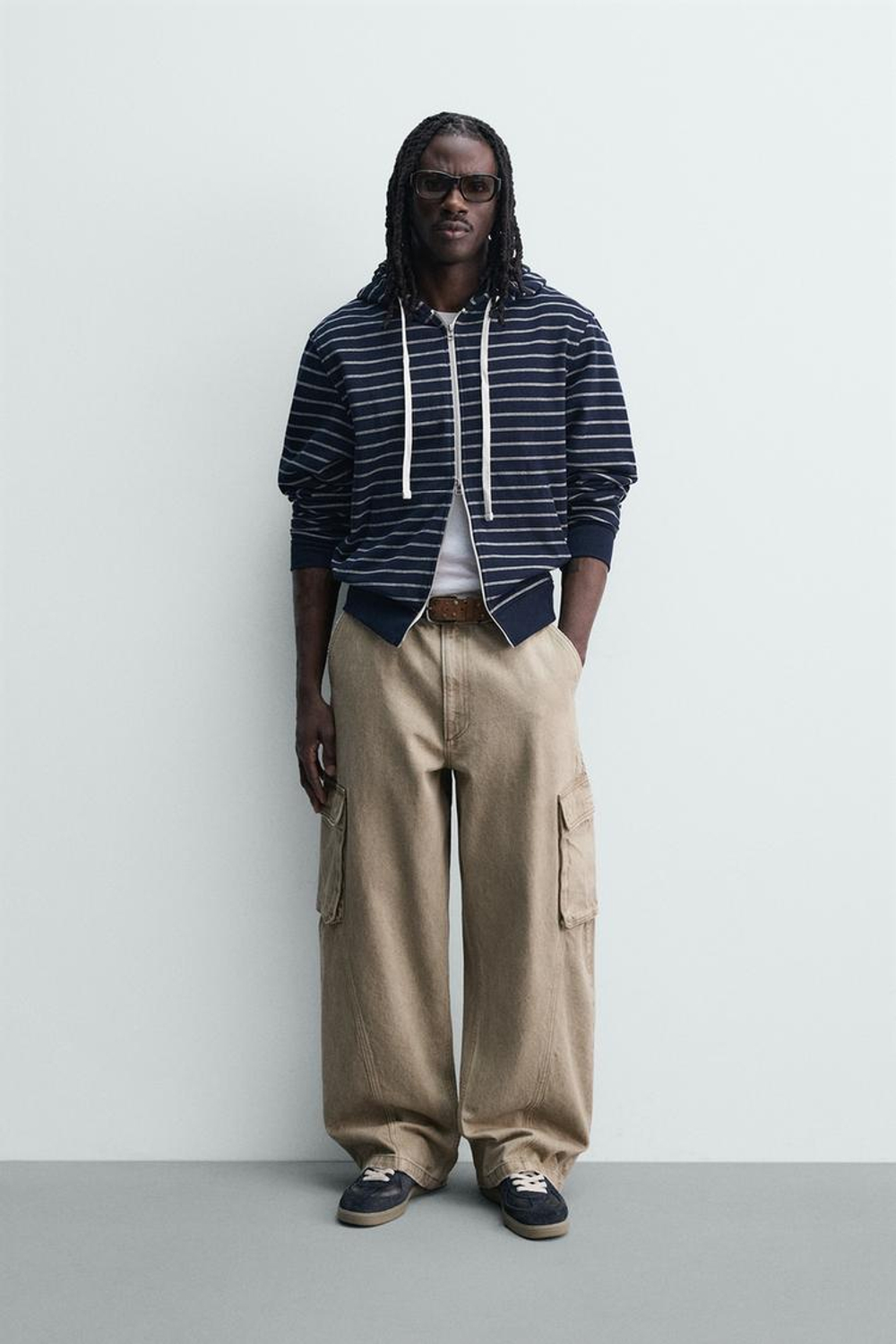 ZARA БРЮКИ КАРГО BALLOON FIT, БЕЖЕВЫЙ