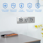 Розетка электрическая с USB/TYPE-C 2.1A ,с заземлением,3 пост,Стекло Рамка серый
