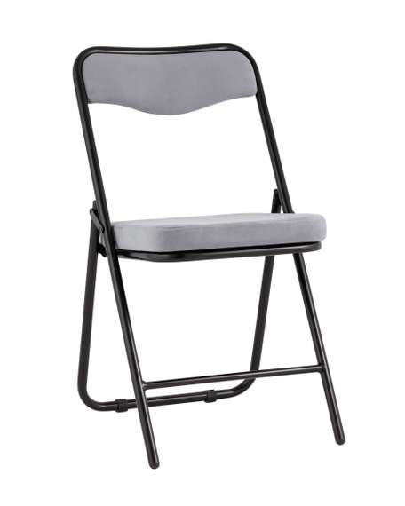 складной Джонни велюр серый каркас черный матовый