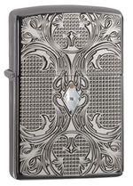 Зажигалка Zippo Crystal Lattice, латунь/сталь с покрытием High Polish Black Ice, черный, 36x12x56